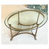 Vintage Brass Based Coffee Table / Vintage Mid Century LaBarge Style Coffee Table