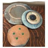Three Artisan Crafted Pottery Plates