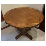 Adjustable Height Vintage Table / Telescoping Vintage Round Wooden Table