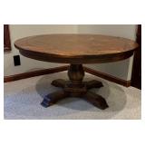 Adjustable Height Vintage Table / Telescoping Vintage Round Wooden Table