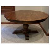 Adjustable Height Vintage Table / Telescoping Vintage Round Wooden Table