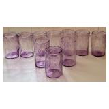 Set of 10 Lavender Colored Hand Blown Glass Tumblers