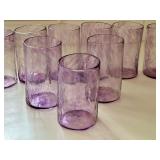 Set of 10 Lavender Colored Hand Blown Glass Tumblers