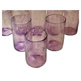 Set of 10 Lavender Colored Hand Blown Glass Tumblers