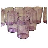 Set of 10 Lavender Colored Hand Blown Glass Tumblers