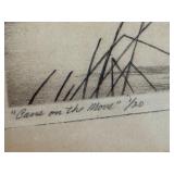 Les Kouba Drypoint Etching / Les Kouba Drypoint Etching Cans on the Move