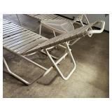 Pair of Adjustable Patio Lounge Chairs and Accent Table / Pair of Adjustable Sun Loungers and Accent Table