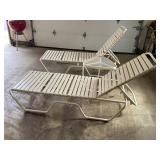 Pair of Adjustable Patio Lounge Chairs and Accent Table / Pair of Adjustable Sun Loungers and Accent Table