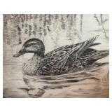 Les Kouba Drypoint Etching / Original Les Kouba Drypoint Etching Mallard with Brood
