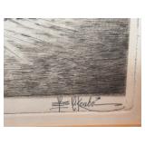 Les Kouba Drypoint Etching / Original Les Kouba Drypoint Etching Mallard with Brood