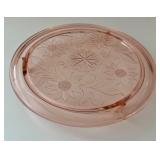 Vintage Jeanette Pink Depression Glass 10" Sunflower Footed Cake Plate