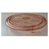Vintage Jeanette Pink Depression Glass 10" Sunflower Footed Cake Plate