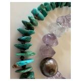 Beaded Turquoise Necklace and Beaded Amethyst Crystal Necklace