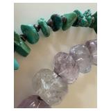 Beaded Turquoise Necklace and Beaded Amethyst Crystal Necklace
