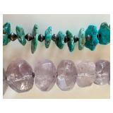 Beaded Turquoise Necklace and Beaded Amethyst Crystal Necklace