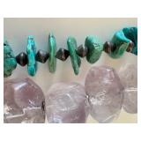 Beaded Turquoise Necklace and Beaded Amethyst Crystal Necklace