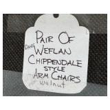 Pair of Dave Weflan Walnut Chippendale Style Chairs