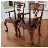 Pair of Dave Weflan Walnut Chippendale Style Chairs