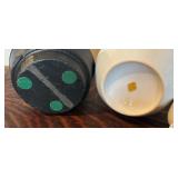 Two Teapots with Teacups including a Cast Iron Tea Kettle