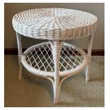 Round White Wicker Accent Table