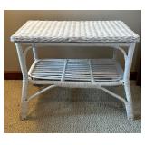 White Wicker Accent Table