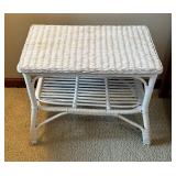 White Wicker Accent Table