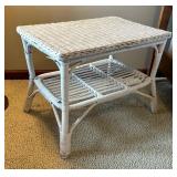 White Wicker Accent Table
