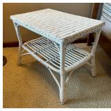 White Wicker Accent Table