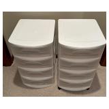 Two Sterilite Three Drawer Storage Bins