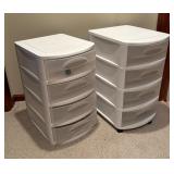 Two Sterilite Three Drawer Storage Bins
