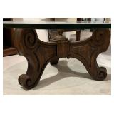 Vintage Wooden Based Glass Top Coffee Table