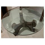 Vintage Wooden Based Glass Top Coffee Table