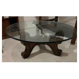 Vintage Wooden Based Glass Top Coffee Table