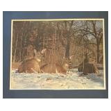 "Deer Resting in Snow" Print by Les Blacklock