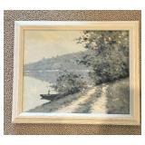 Original Painting of a Lakeside Scene