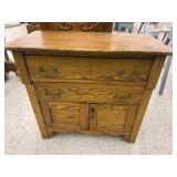 Antique Oak Dry Sink with Mirror
