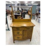 Antique Oak Dry Sink with Towel Bar
