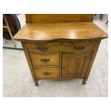 Antique Oak Dry Sink with Towel Bar