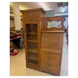 Antique Side by Side Victorian Oak Secretary