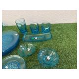 Hazel Atlas Capri Hobnail Blue Glassware