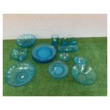 Hazel Atlas Capri Hobnail Blue Glassware
