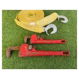 Tow Strap & Pipe Wrenches