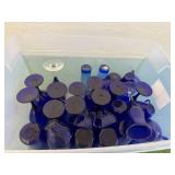 Tote of Blue Glassware