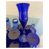 Tote of Blue Glassware