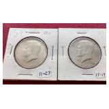 (2) 90% Silver Kennedy Half Dollars