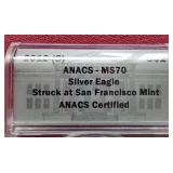 2012-S American Silver Eagle - MS70 With Wooden Box Display