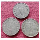 (3) Germany Third Reich 10 Pfennig Coins