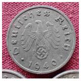 (3) Germany Third Reich 10 Pfennig Coins