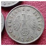 (3) Germany Third Reich 10 Pfennig Coins