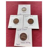 (4) Vintage Canadian Coins - One Silver